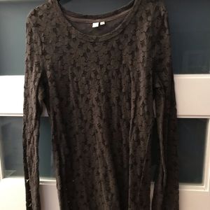 Floral lace olive green top